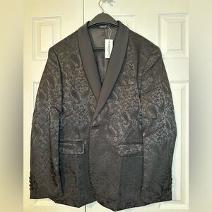 NWT Coofandy Charcoal Brocade Tuxedo Blazer